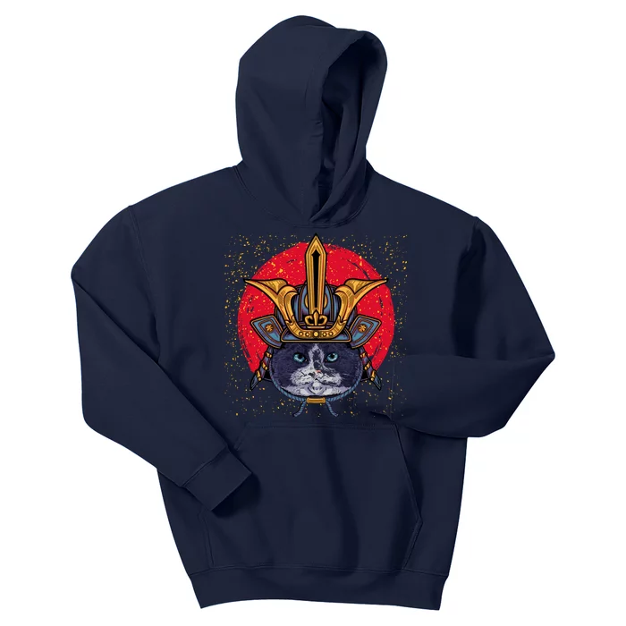 Japanese Samurai Cat Vintage Kids Hoodie