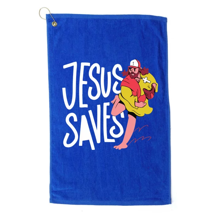 Jesus Saves Christmas Pajama Cool Baseball Pitcher Christian Cute Gift Platinum Collection Golf Towel