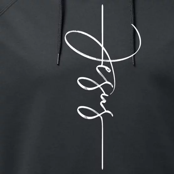 Jesus Signature Cross Script Christ Easter Performance Fleece Hoodie