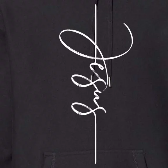 Jesus Signature Cross Script Christ Easter Premium Hoodie