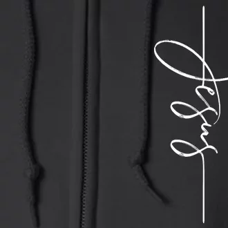 Jesus Signature Cross Script Christ Easter Full Zip Hoodie