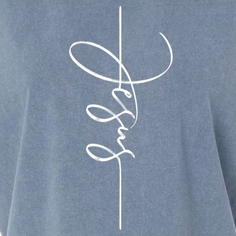 Jesus Signature Cross Script Christ Easter Garment-Dyed Women's Muscle Tee