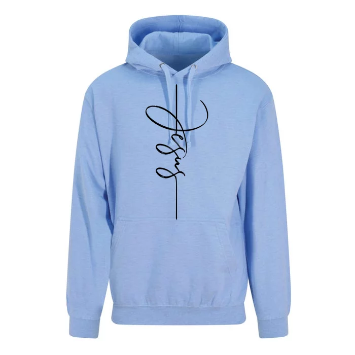 Jesus Signature Cross Script Christ Easter Unisex Surf Hoodie