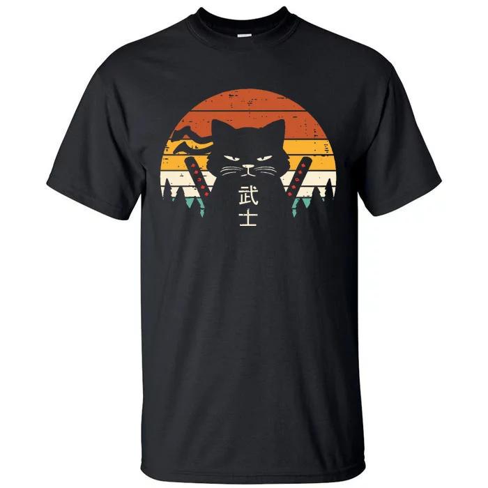 Japanese Samurai Cat Warrior Retro Ninja Tall T-Shirt