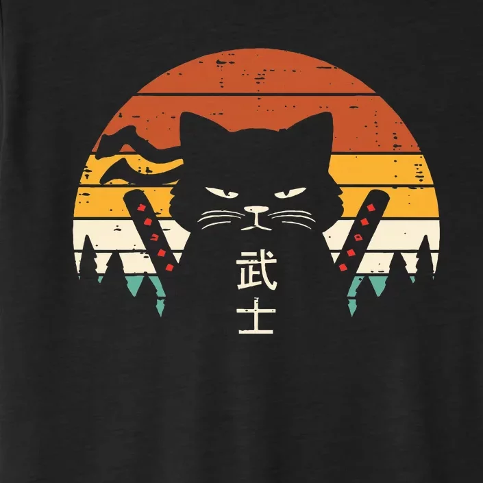 Japanese Samurai Cat Warrior Retro Ninja ChromaSoft Performance T-Shirt