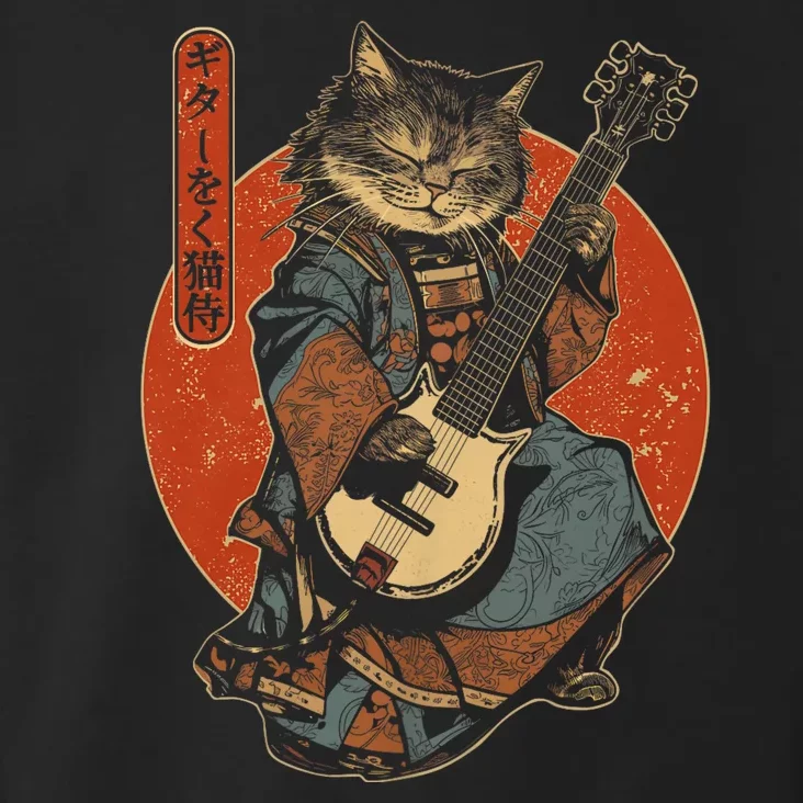 Japanese Samurai Cat Playing The Electric Guitar Toddler Hoodie