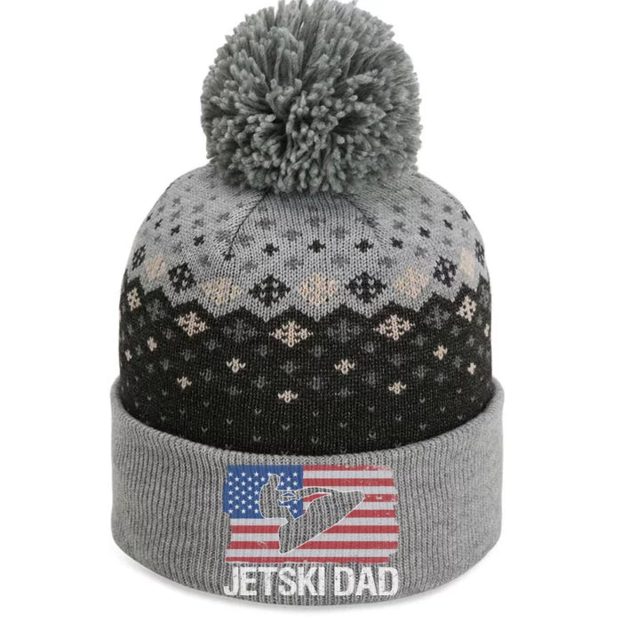 Jet Ski Dad American Usa Flag Jetski Funny Gift The Baniff Cuffed Pom Beanie