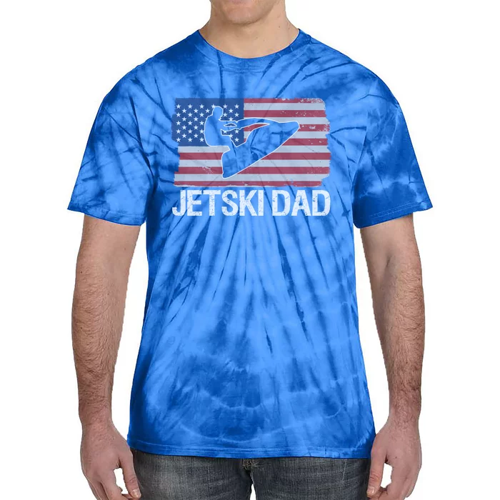 Jet Ski Dad American Usa Flag Jetski Funny Gift Tie-Dye T-Shirt