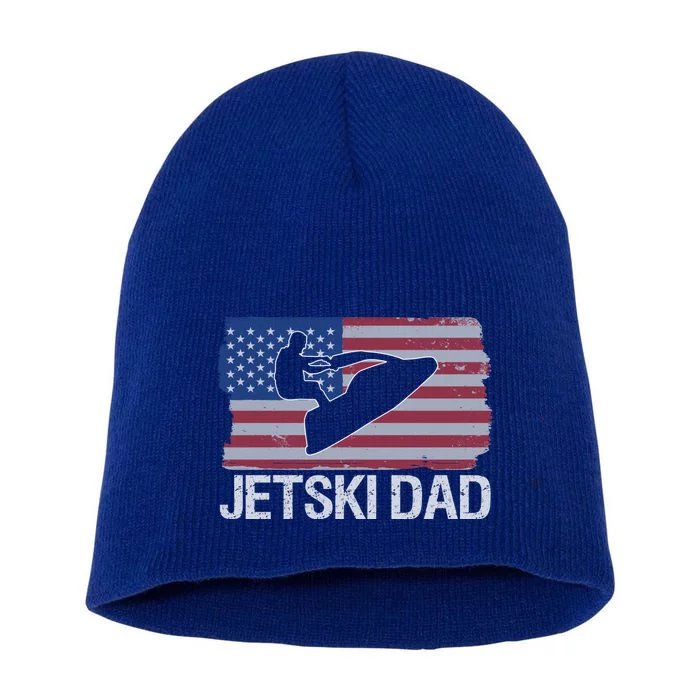 Jet Ski Dad American Usa Flag Jetski Funny Gift Short Acrylic Beanie