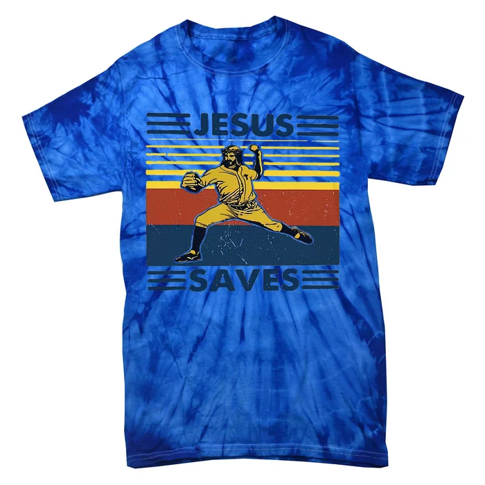 Jesus Save Funny Retro Baseball Tie-Dye T-Shirt