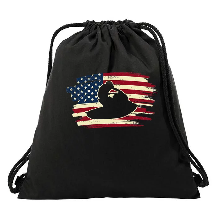 Jet SkiUSA Flag Jetski Ski Drawstring Bag