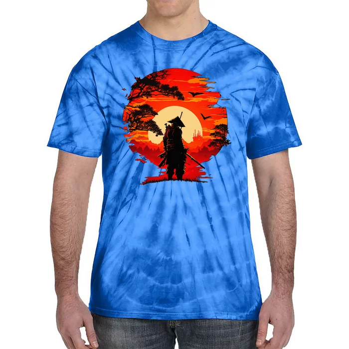 Japanese Samurai Fighter Martial Arts Retro Sunset Tie-Dye T-Shirt