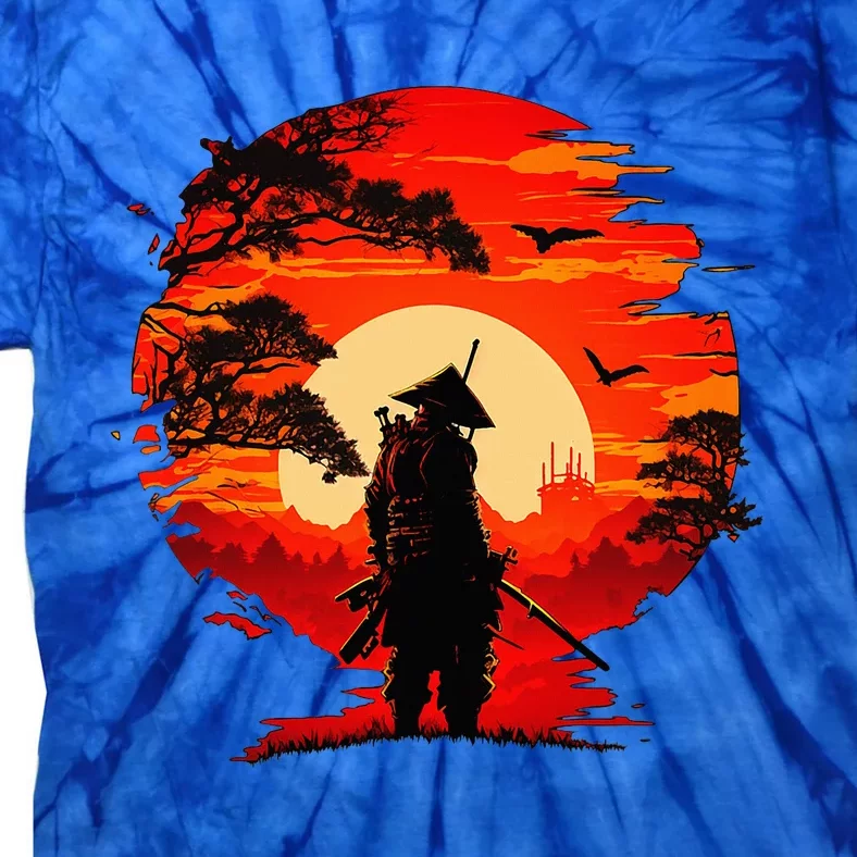 Japanese Samurai Fighter Martial Arts Retro Sunset Tie-Dye T-Shirt