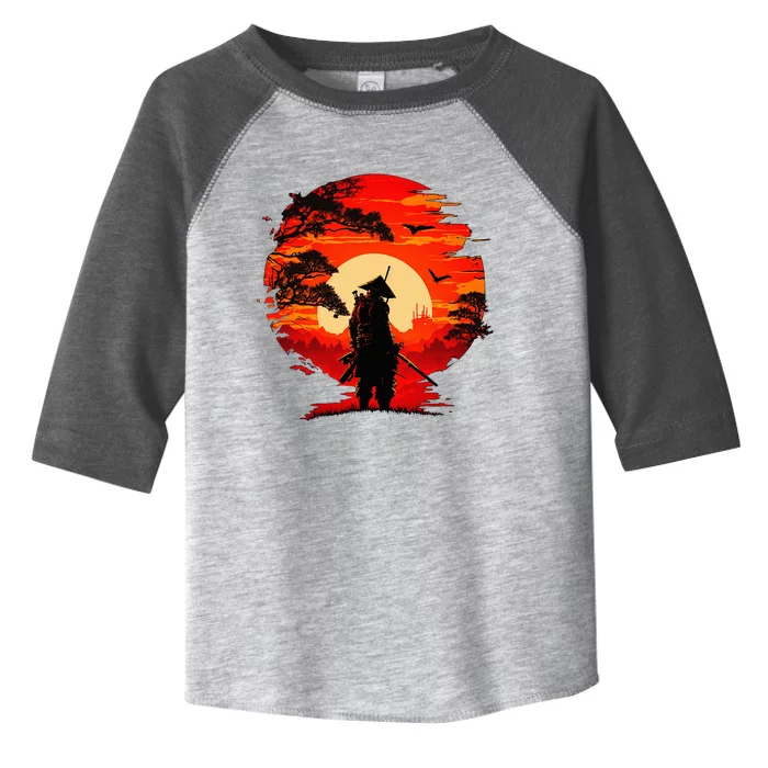 Japanese Samurai Fighter Martial Arts Retro Sunset Toddler Fine Jersey T-Shirt