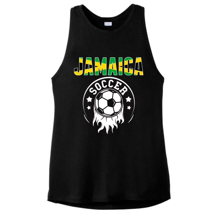 Jamaica Soccer Fans Jersey Jamaican Flag Football Lovers Ladies Tri-Blend Wicking Tank