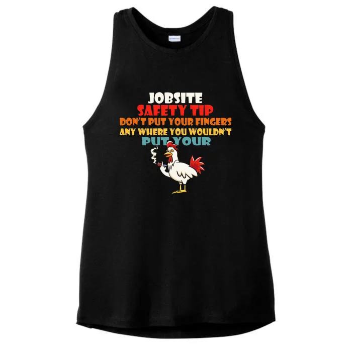 Jobsite Safety Funny Tip DonT Put Your Fingers Ladies Tri-Blend Wicking Tank