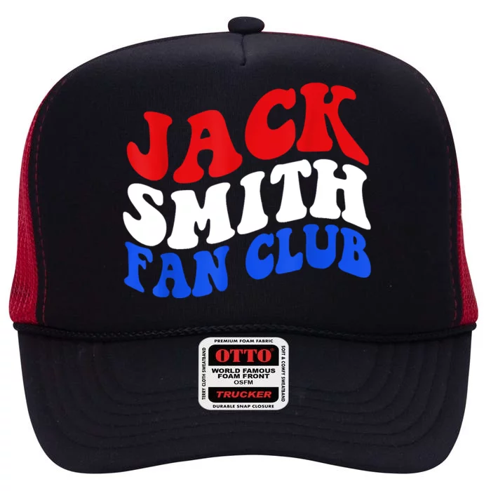 Jack Smith Fan Club Fun Summer Groovy Red Blue High Crown Mesh Trucker Hat