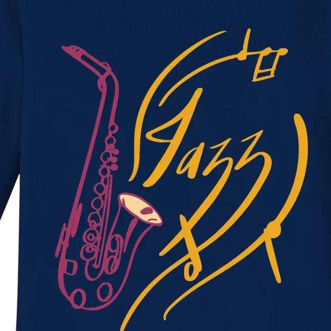 Jazz Saxophone For Jazz Music Lover Sax Musician Great Gift Baby Long Sleeve Bodysuit