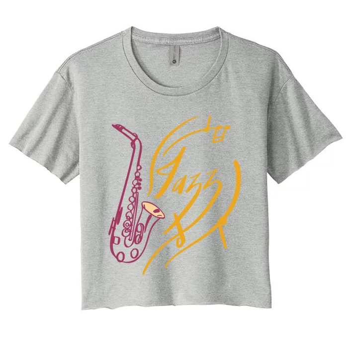 Jazz Saxophone For Jazz Music Lover Sax Musician Great Gift Women's Crop Top Tee