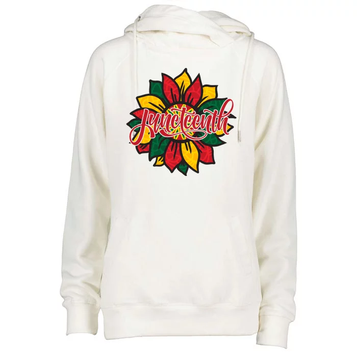 Juneteenth Sunflower Festive Womens Funnel Neck Pullover Hood