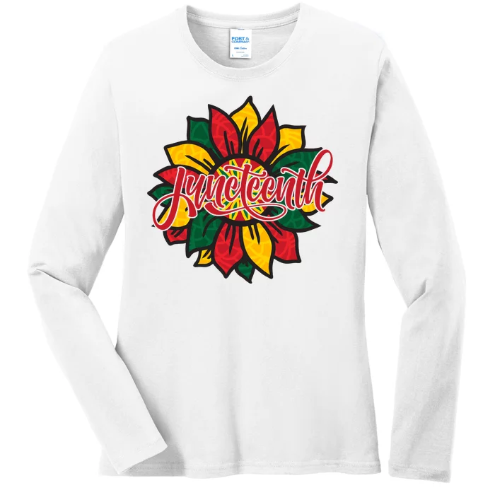 Juneteenth Sunflower Festive Ladies Long Sleeve Shirt