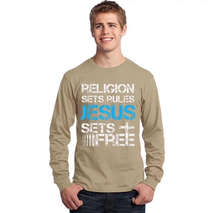 Jesus Sets Free Religion Sets Rules Christian Premium Long Sleeve Shirt