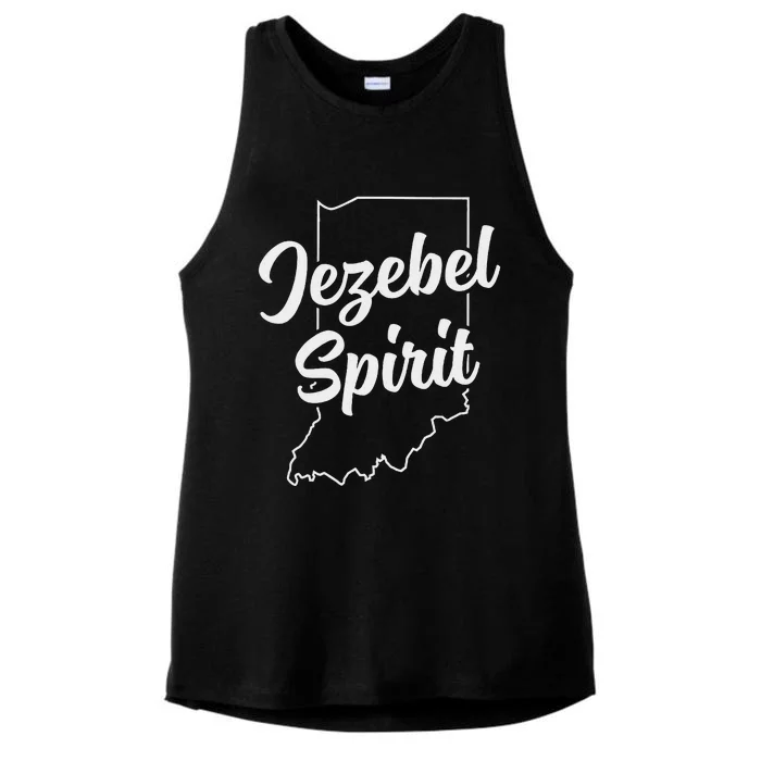 Jezebel Spirit Funny Indiana Pride Blue Dot In A Red State Ladies Tri-Blend Wicking Tank