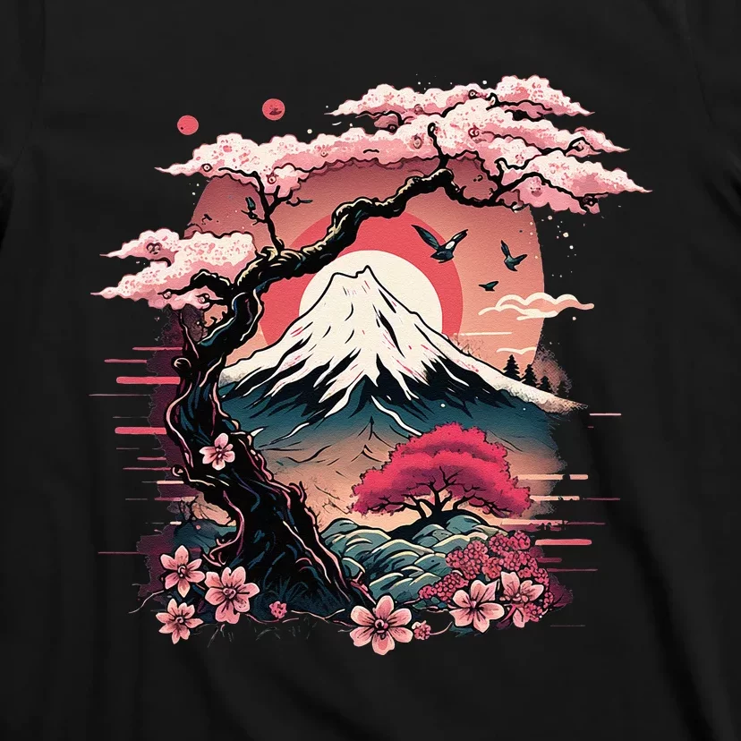 Japanese Sakura Garden Geisha Mount Fuji Cherry Blossom T-Shirt