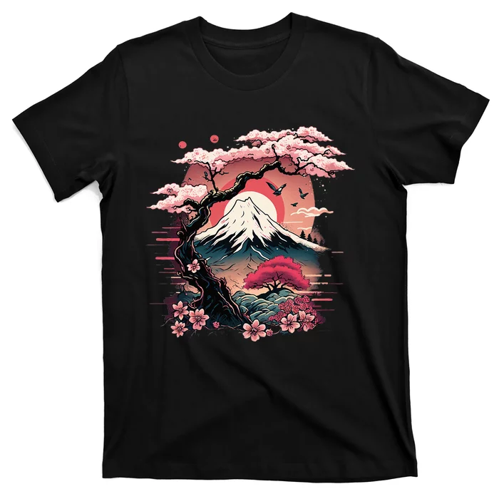 Japanese Sakura Garden Geisha Mount Fuji Cherry Blossom T-Shirt