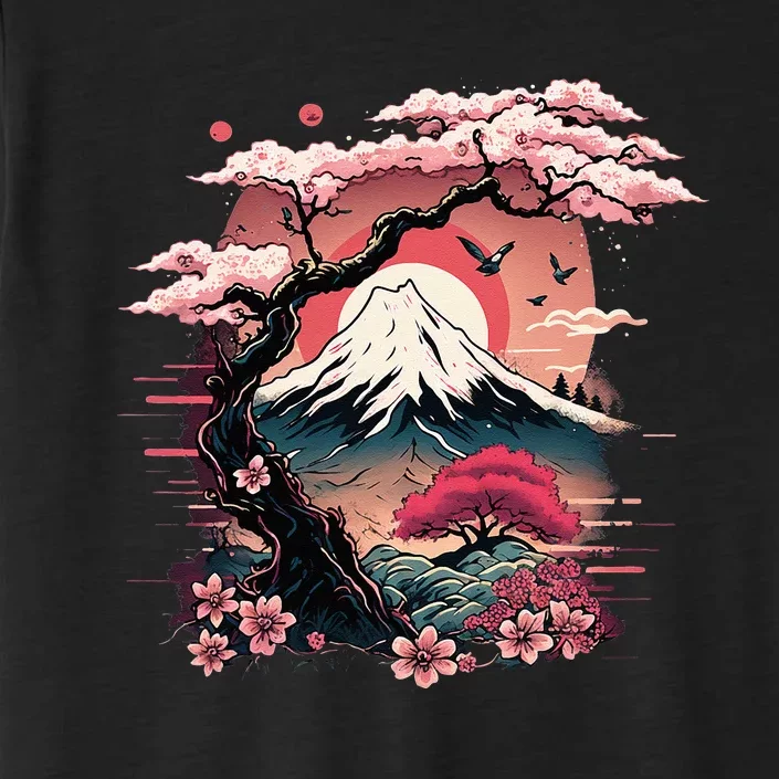 Japanese Sakura Garden Geisha Mount Fuji Cherry Blossom ChromaSoft Performance T-Shirt