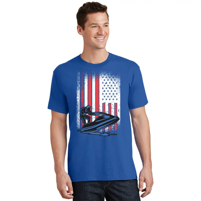 Jet Ski Gift American Flag Jet Ski Lover Water Sports Gift T-Shirt