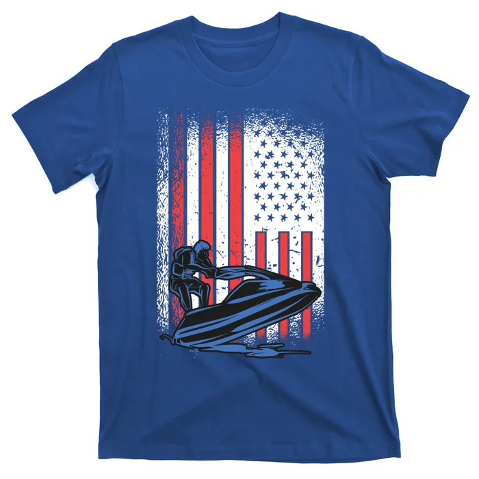 Jet Ski Gift American Flag Jet Ski Lover Water Sports Gift T-Shirt