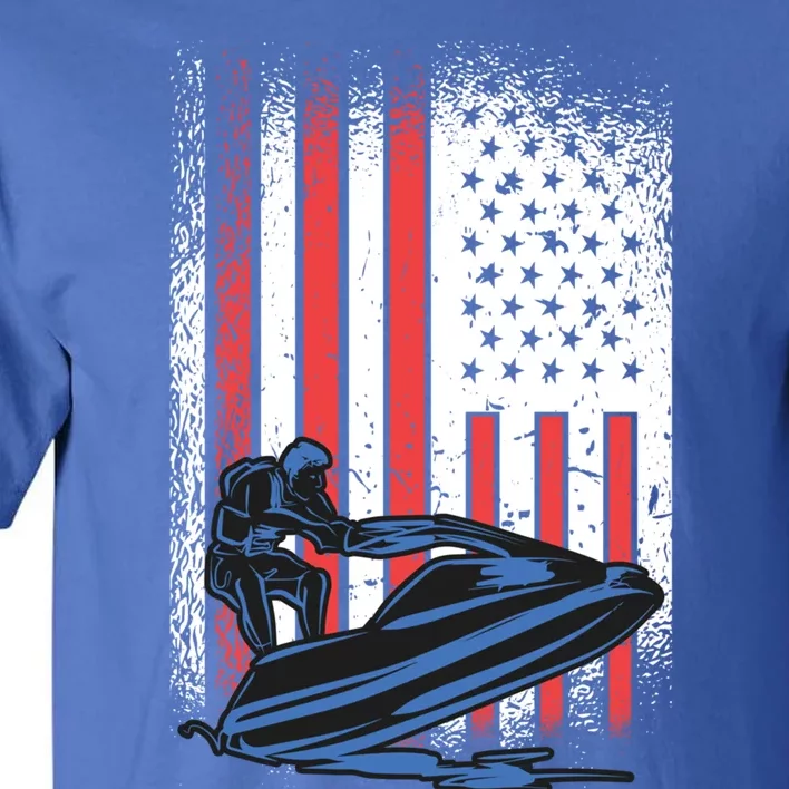 Jet Ski Gift American Flag Jet Ski Lover Water Sports Gift Tall T-Shirt