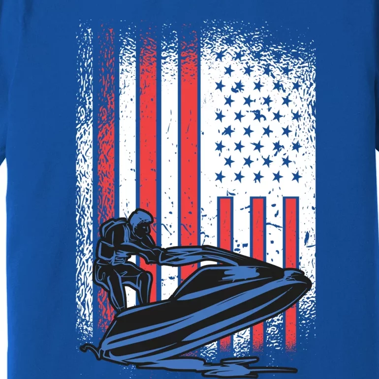 Jet Ski Gift American Flag Jet Ski Lover Water Sports Gift Premium T-Shirt