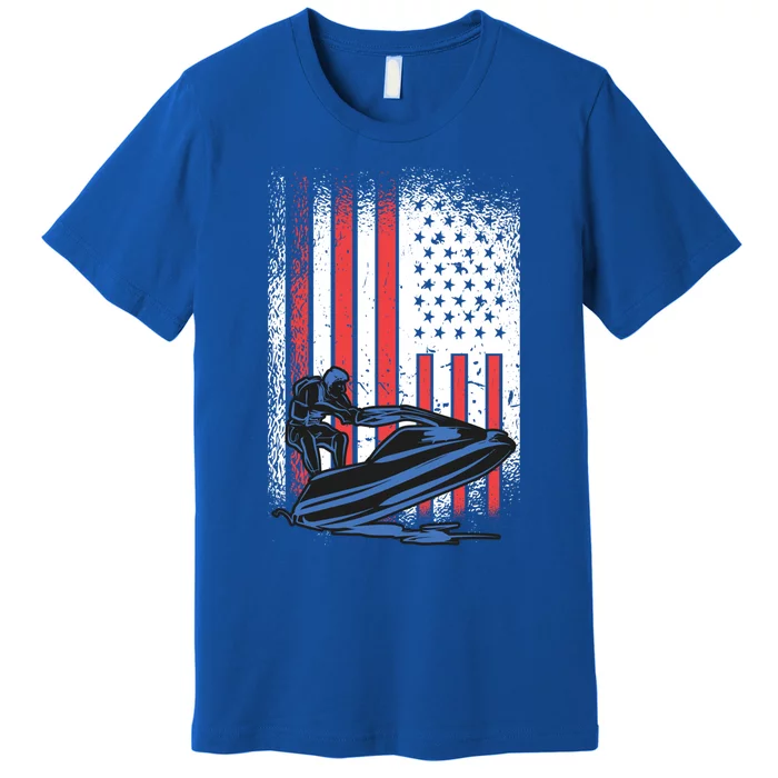 Jet Ski Gift American Flag Jet Ski Lover Water Sports Gift Premium T-Shirt