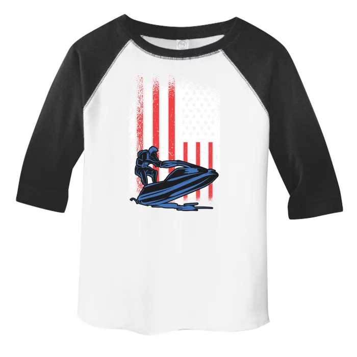 Jet Ski Gift American Flag Jet Ski Lover Water Sports Gift Toddler Fine Jersey T-Shirt