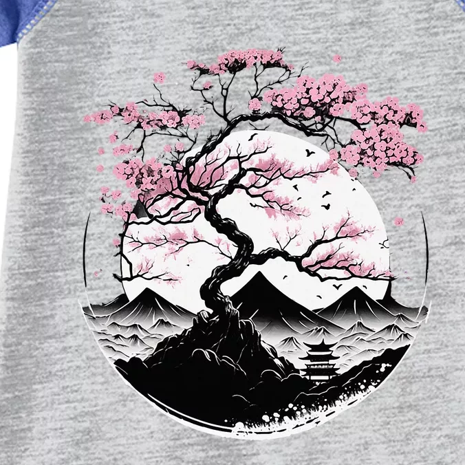 Japanese Sakura Garden Geisha Mount Fuji Cherry Blossom Infant Baby Jersey Bodysuit