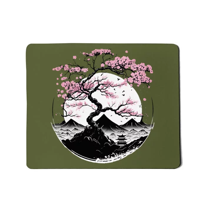 Japanese Sakura Garden Geisha Mount Fuji Cherry Blossom Mousepad