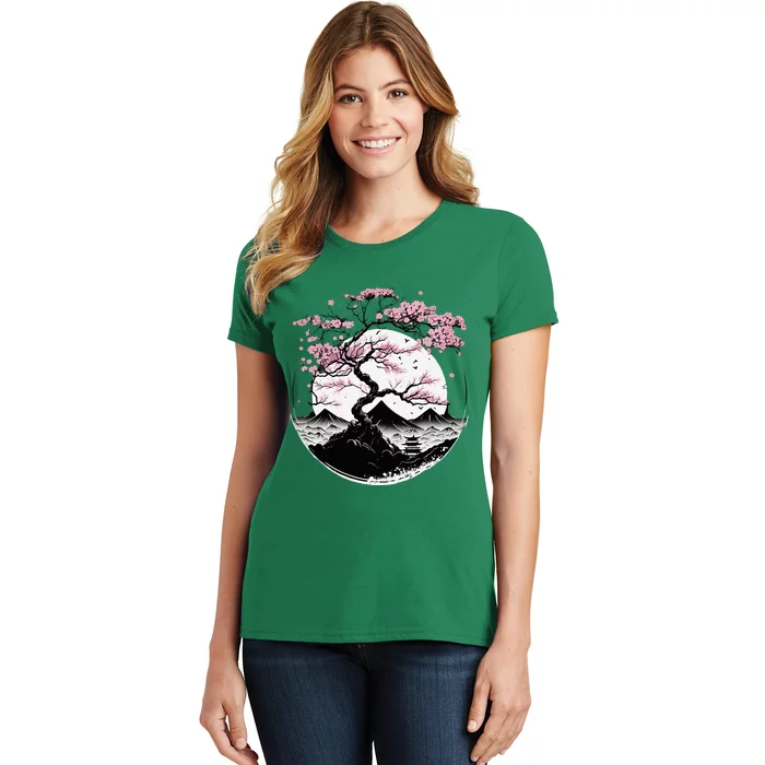 Japanese Sakura Garden Geisha Mount Fuji Cherry Blossom Women's T-Shirt