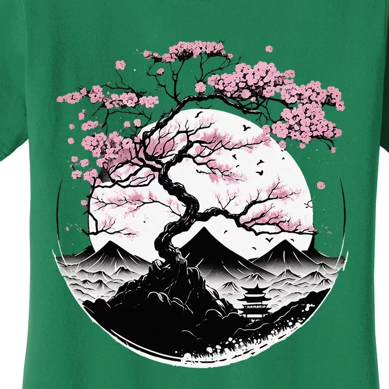 Japanese Sakura Garden Geisha Mount Fuji Cherry Blossom Women's T-Shirt