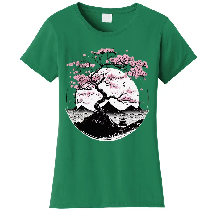 Japanese Sakura Garden Geisha Mount Fuji Cherry Blossom Women's T-Shirt