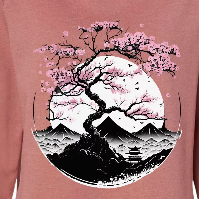 Japanese Sakura Garden Geisha Mount Fuji Cherry Blossom Womens California Wash Sweatshirt