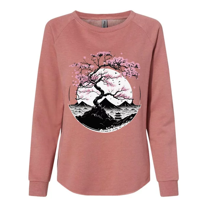 Japanese Sakura Garden Geisha Mount Fuji Cherry Blossom Womens California Wash Sweatshirt