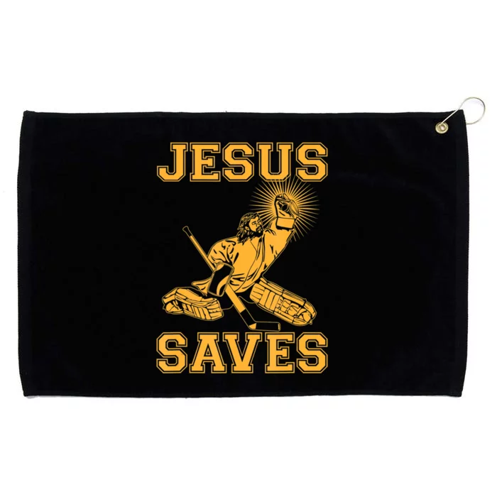 Jesus Saves Hockey Grommeted Golf Towel