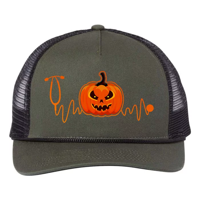 Jackolantern Stethoscope Heartbeat Nurses Halloween Costume Cute Gift Retro Rope Trucker Hat Cap