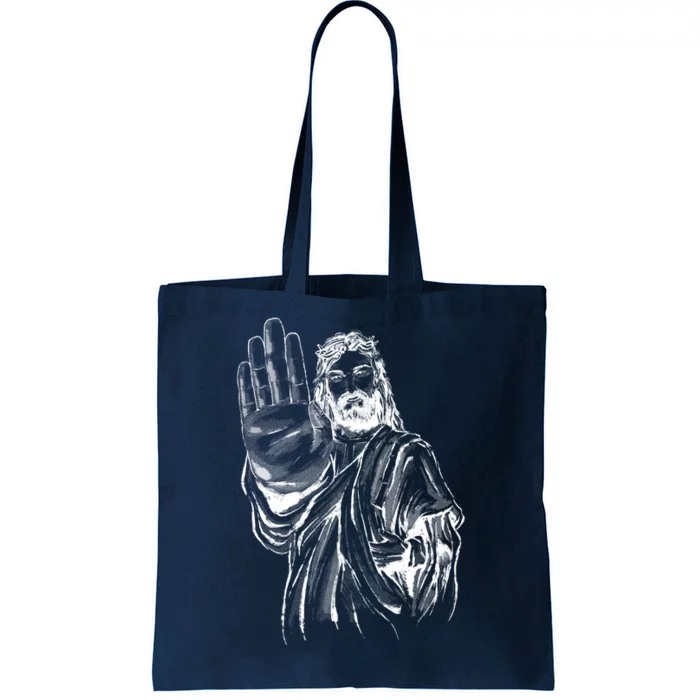 Jesus Stop Hand Sign Tote Bag