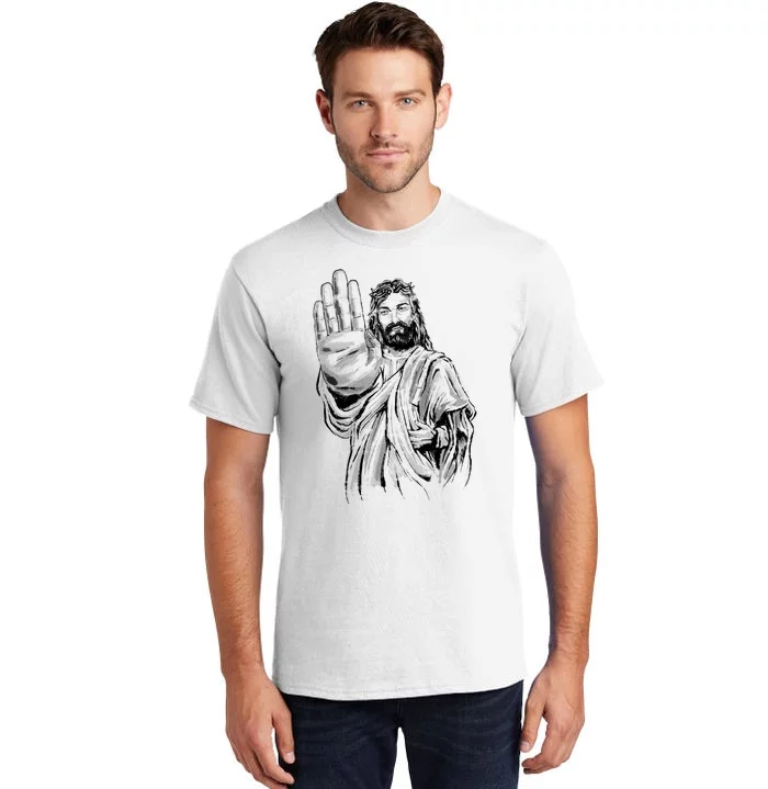 Jesus Stop Hand Sign Tall T-Shirt