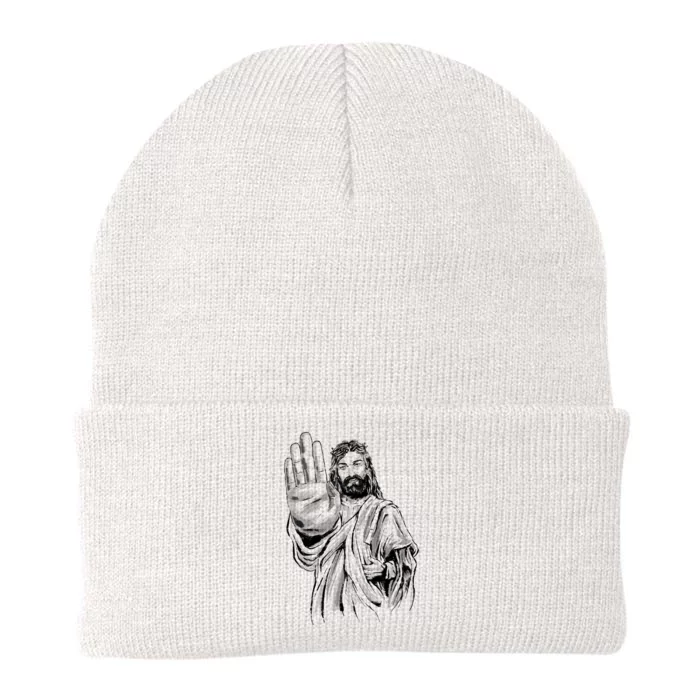 Jesus Stop Hand Sign Knit Cap Winter Beanie