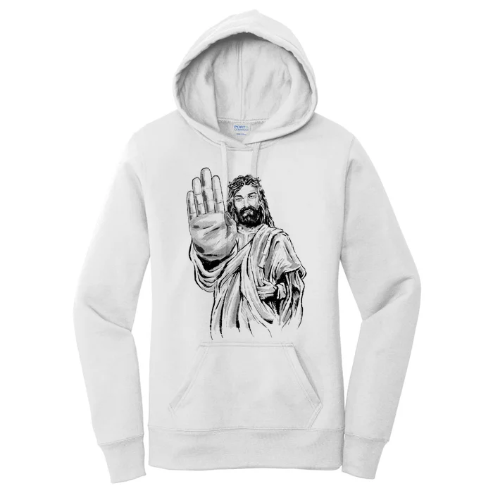 Jesus Stop Hand Sign Women's Pullover Hoodie