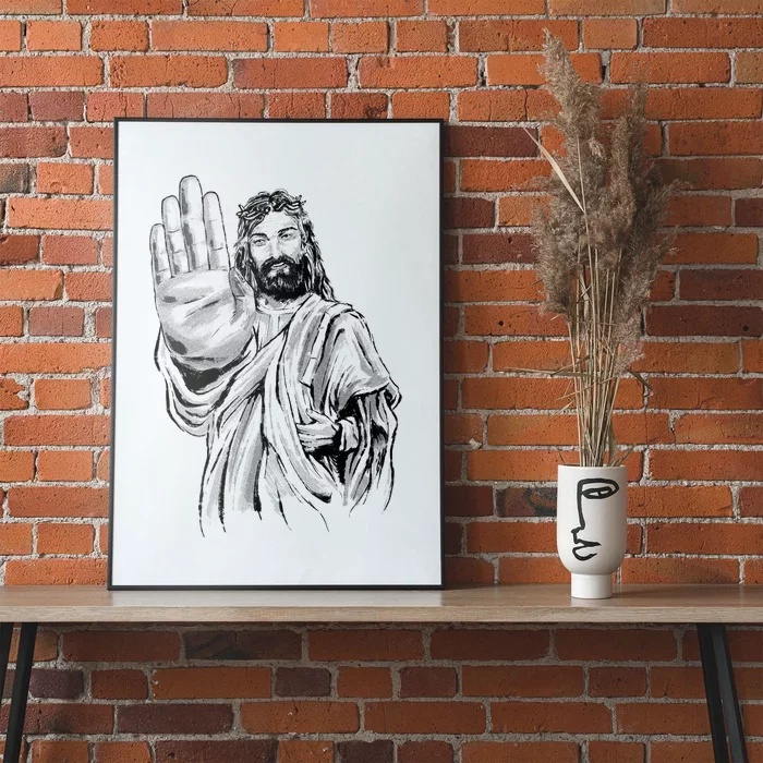 Jesus Stop Hand Sign Poster